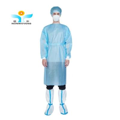 China 20gsm PP Disposable Isolation Gown 120*140cm Waterproof Spunbond Polypropylene Gown for sale
