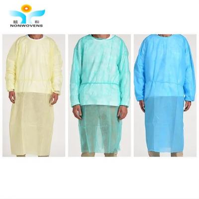 China 115*137cm 35gsm elastic Cuff Disposable isolation Gown For Hospital for sale
