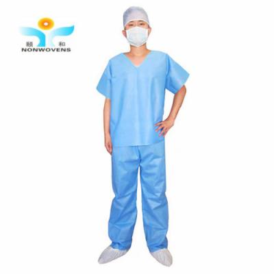 China SMS Medical Scrub Suits Uniforms Single Use Short Sleeve Disposable Gown for sale