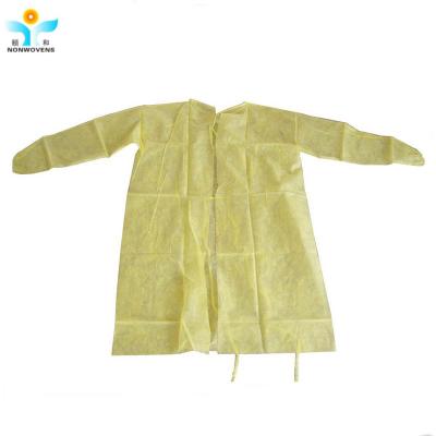 China Yellow Disposable Suits Nonwoven Pp Pe Isolation Gown Protection Clothes for sale