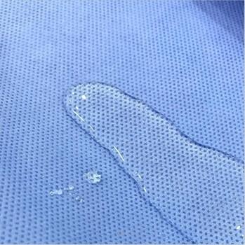 Китай Хирургическая мантия делая материалом Sms Smms Smmms Nonwoven ткань голубое пальто деятельности продается