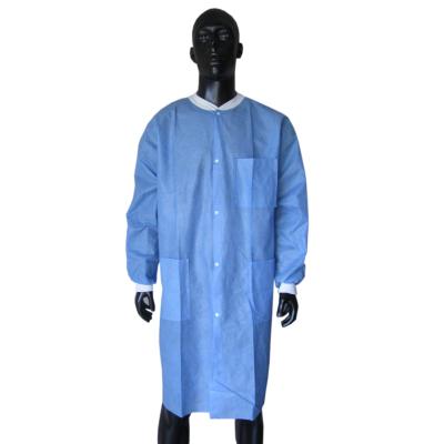 China Nonwoven Medical Disposable Lab Coats White Blue Color S-XXXXL Size for sale
