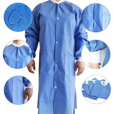 China Waterproof 100% SMS Hospital Uniforms Doctor Medical Lab Coat Customized Logo for sale