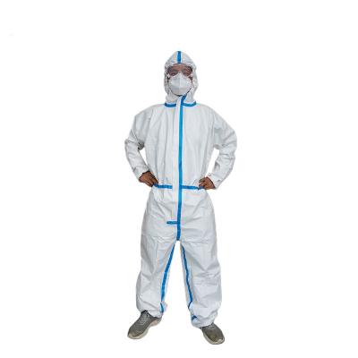 China 65gsm Waterproof Disposable Hooded Coverall With Microporous Fabric For Chemical for sale