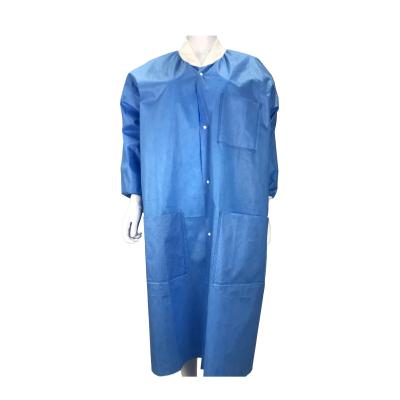 China Nonwoven Fabric SMS Hospital Doctor Surgery Clothes V Collar Blue White for sale