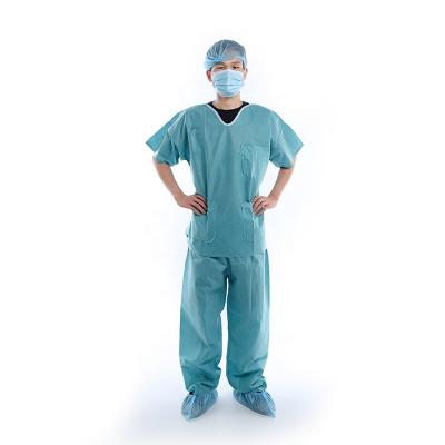 Китай Голубая зеленая одежда медсестры PE SMS PP медицинская Scrub костюм продается