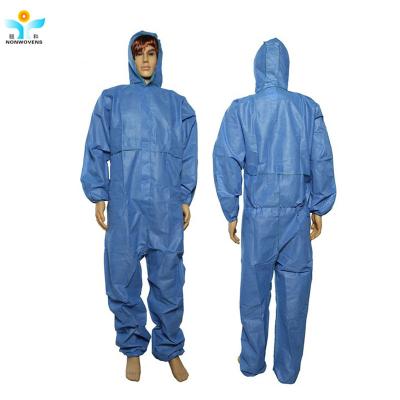 China Sms Disposable Protective Wear Coverall With Knitted Elastic Cuffs And Zipper Cap for sale
