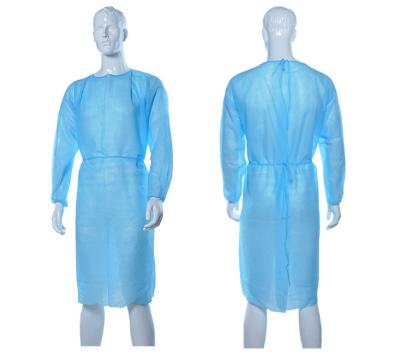 China 18-40gsm Medical Disposable Isolation Gown PP Spunbonded Non Woven Medical Gown for sale