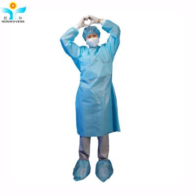 China Waterproof Nonwoven Disposable Isolation Gown With Elastic Knitted Cuff for sale