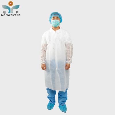China Navy Blue Disposable Lab Coat Sms Nurse Scrub Protective Knitted Cuff for sale