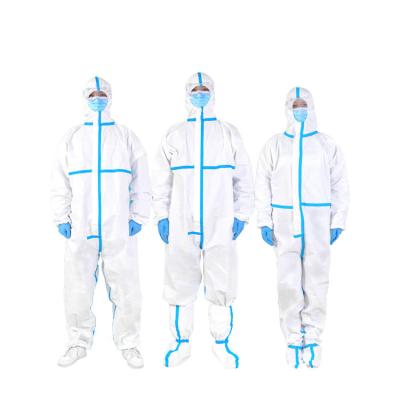China White PE Disposable Protective Suits Clothing Nonwoven Safety Hooded Coverall for sale