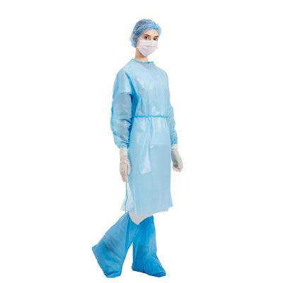 China O isolamento médico do hospital do PPE do desgaste protetor descartável do PE veste o punho feito malha à venda