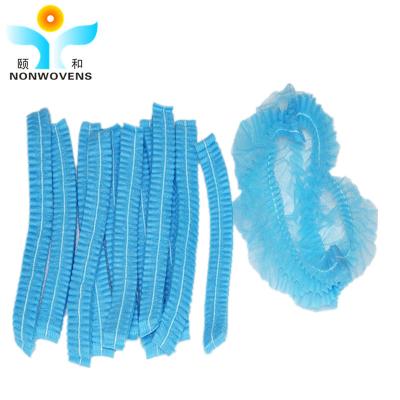 China Double Elastic Disposable Hair Net Cap Bouffant Head Net Mob Stripe for sale