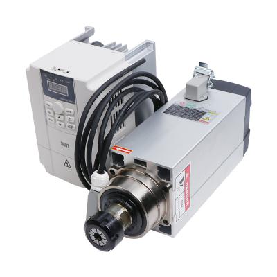 China 6KW ER32 18000rpm 220V/380V CNC Air Cooled Square Spindle Motor Kit With 7.5KW Frequency Converter for sale