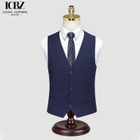 Quality Dark Blue Single-Breasted Suit Vest for Professional Formal Occasions and Weddings for sale