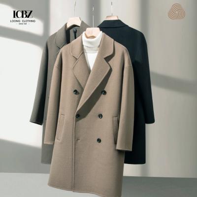 China Men's Autumn Winter Lapel Turn-down Collar Double-Breasted Long Slim Woollen Overcoat for sale