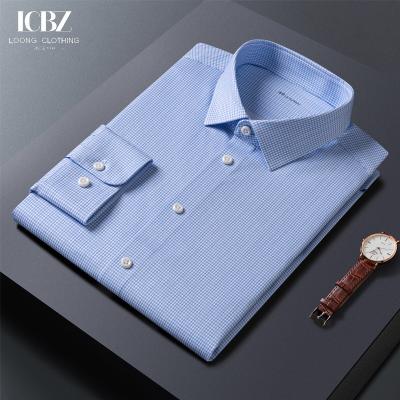 China Camisas de hombre bordadas a medida sin hierro Blanco de algodón Manga larga Traje de negocios en venta