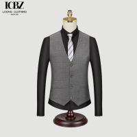 Quality Casual plaid trendy Korean style formal vest business slim vest wedding groomsmen suit vest for sale