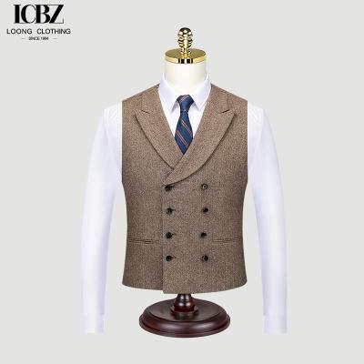 China Formal Striped Suit Vest for Groomsmen Group in Regular Length and Mandarin Collar for sale