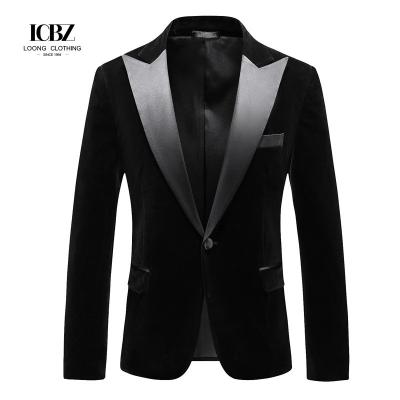 China Men's Gold Velvet Casual Suit Slim Fit Velveteen Jacket for Stage Performance Hosts for sale
