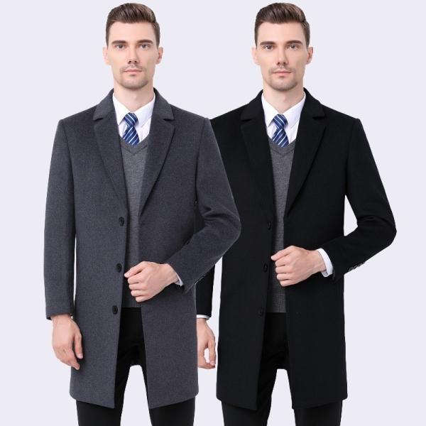 Quality Standard Thickness Winter Men's Woolen Coat with Suit Collar and Mid-Length Back for sale