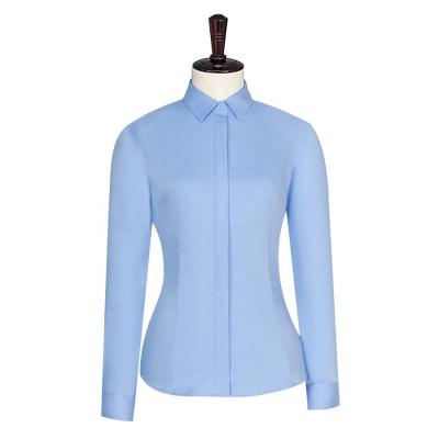 中国 スリムフィット バンブー繊維 服装シャツ 女性用 ブルーズ スタンドカラー付きシャツ 販売のため
