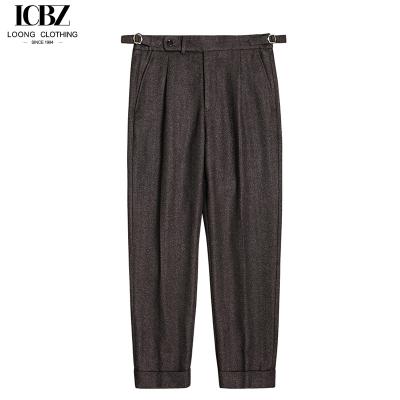 China British Paris Button Wool Herringbone Trousers for Men's Autumn and Winter Business Wear for sale