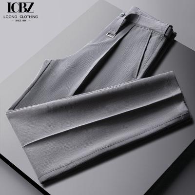 China Weaving method woven Men's grade Gray Drape Cropped Pants for Business Casual Suit for sale