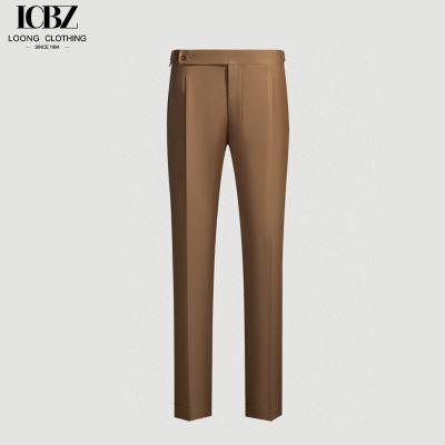 China Slim Fit Pure Cotton Trousers with Parisian Button Detail and Zipper Fly Closure for sale