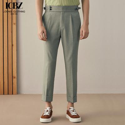 China Customized Designs Naples Italian Men's Trousers Waisted and White Drapey Paris Pants for sale