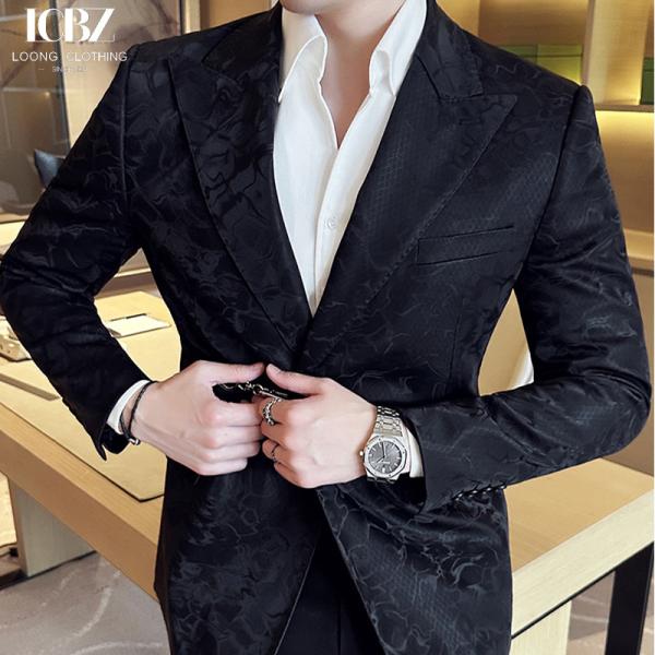 Quality Custom Logo Men's Leather Suit Jacket in Peaked Style for Casual and Formal Wear for sale