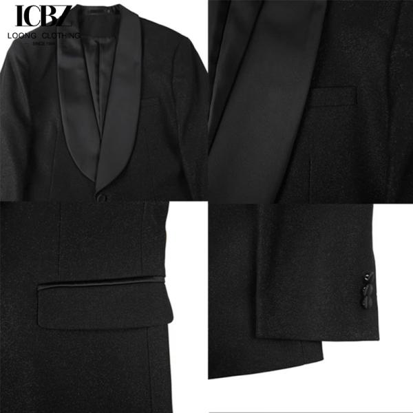 Quality end Business Formal Dress Suit Blazer Jacket in Black Leather Fabric for Men's for sale