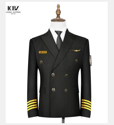 China Custom Airline Aviation Black Navy Blue Pilot Uniforms Staff Uniforms for Men and Women for sale