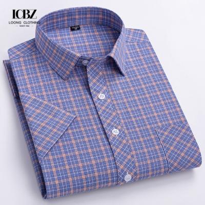 China 5000 Quantity Top Large Size Men's Summer Half-Sleeved Pure Cotton Casual Plaid Shirt for sale