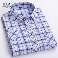 Quality 5000 Quantity Top Large Size Men's Summer Half-Sleeved Pure Cotton Casual Plaid for sale