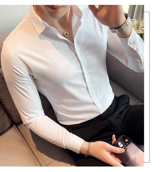 Quality Casual Shirts Turn-down Collar Autumn Fabric Polo Cotton Long Sleeve Mens Slim for sale