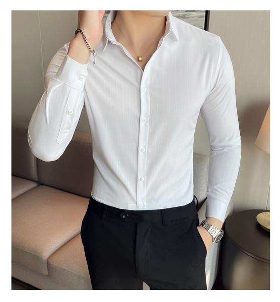 Quality Casual Shirts Turn-down Collar Autumn Fabric Polo Cotton Long Sleeve Mens Slim for sale