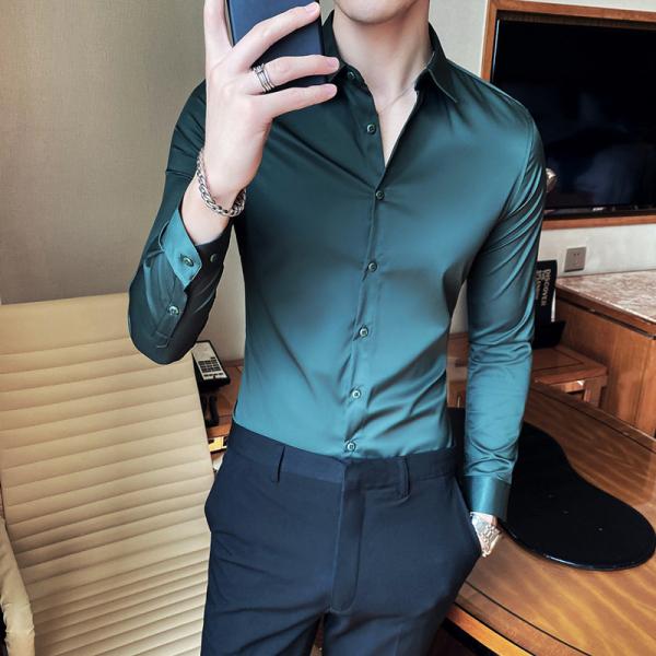 Quality Knitted Long Sleeve Slim Fit Shirts For Men Popular Choice for Adults for sale