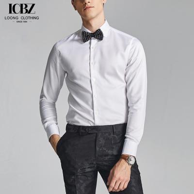 China Camiseta formal de colarinho de Windsor para adultos Sem ferro Slim Fit Branco Manga longa Casual de negócios à venda