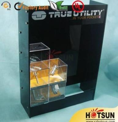 China Black Acrylic Wood Display Cabinets For Presenting Cosmetic / Cigarette for sale