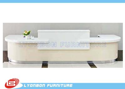 China White MDF Wood Reception Desk For Exhibition Help Center , 5000mm * 2800mm * 1050mm for sale