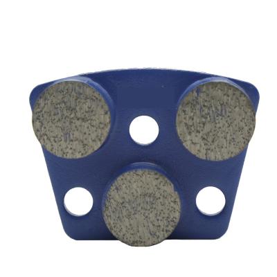 China Hard Bond Concrete Grinding Shoes , Diamond Floor Grinding Tools With 3 Round Segments for sale