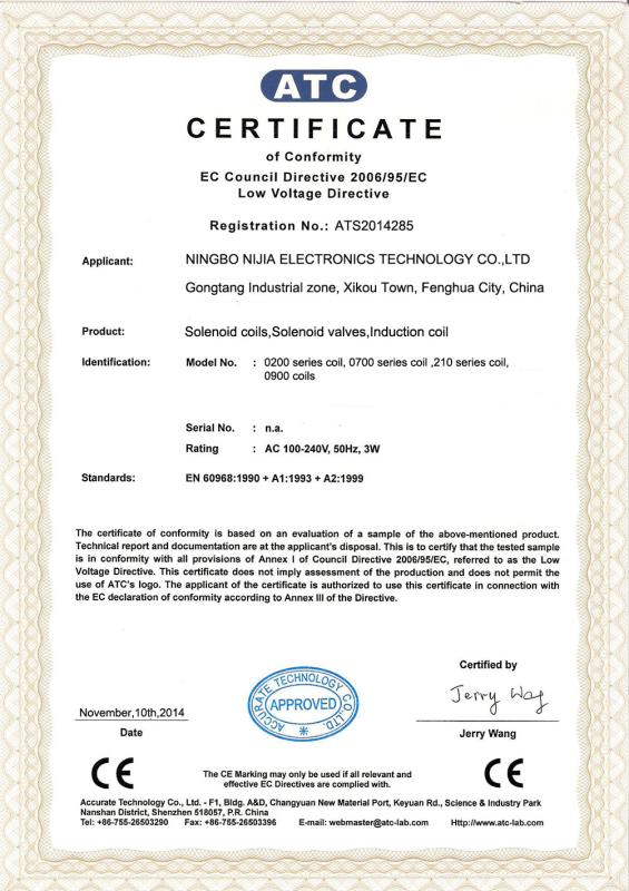 CE - Ningbo Nijia Electronics Technology Co.,Ltd