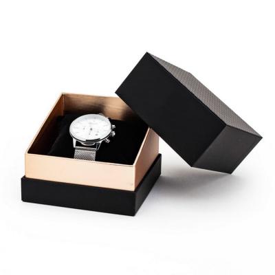 China CMYK 4C Watch Box Gift Packaging Black Wrist Lid And Bottom Box OEM ODM for sale
