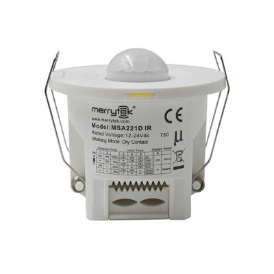 China Flush Mounted Dry Contact Pir Infrared Motion Sensor For Smart Lighting Control Systems for sale