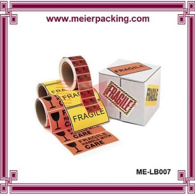 China Shipping Fragile Warning Label/Roll Lable Paper Sticker Printing/Waterproof Label ME-LB007 for sale