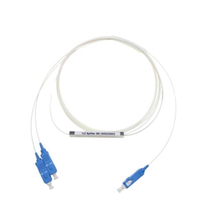 China FTTH Fiber Optic PLC Splitter 1x2 Micro Steel Tube Type With SC Connector for sale