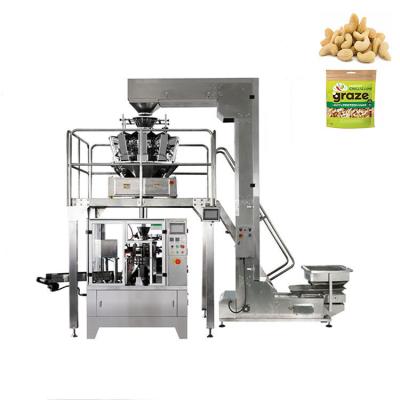 China 304SS Frame Cashew Nut Premade Bag Multihead Weigher Packing Machine 50bags/Min for sale