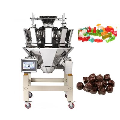 China Automatic 2.5L Hopper 10 Head Multihead Weigher For Snacks Candy Frozen Food for sale