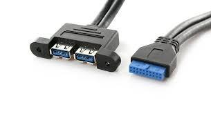 China Internal USB Motherboard Connection 2 Port USB 3.0 Female to 20 Pin Baffle Cable  0.5M for sale